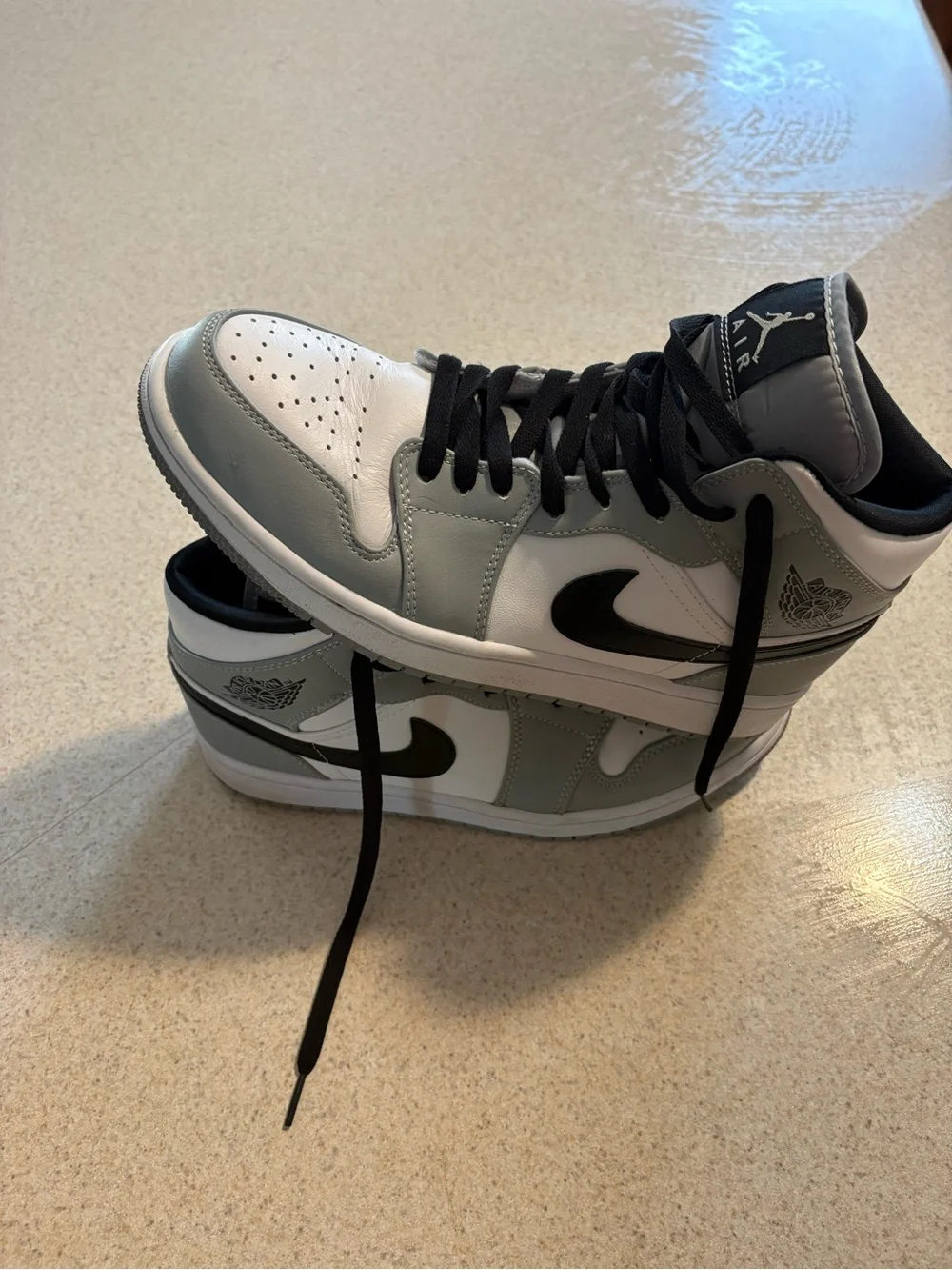 Nike Air Jordan 1 Mid Men’s Shoes - White, Gray & Black